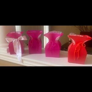 Set of 4 Reusable Flower Bag Vases with Ribbons